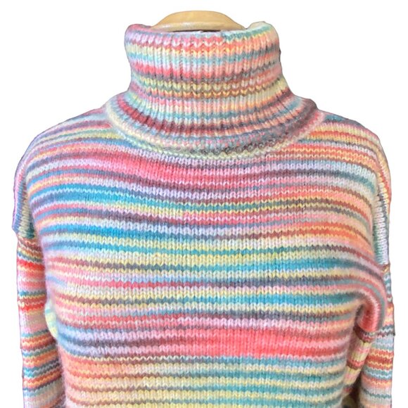 Love Token Holly Space Dye Turtleneck Sweater Sz S Multicolor Coastal Winter - Picture 2 of 13